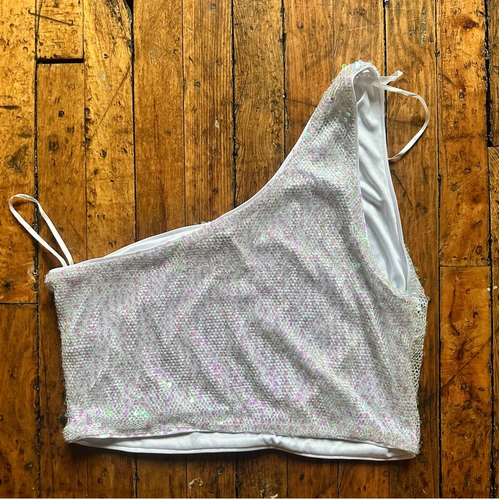 H&M Sequined One Shoulder Net Top & Sequined Net … - image 8